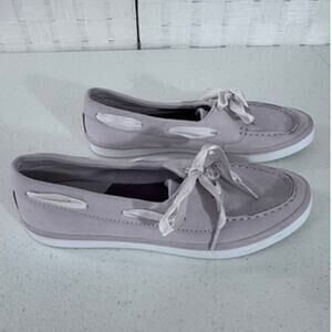 "SPERRY" Sailor ,Leather, Ribbon Lace- Up Boat Shoe , Gray/Lavender,SZ 8, Summer